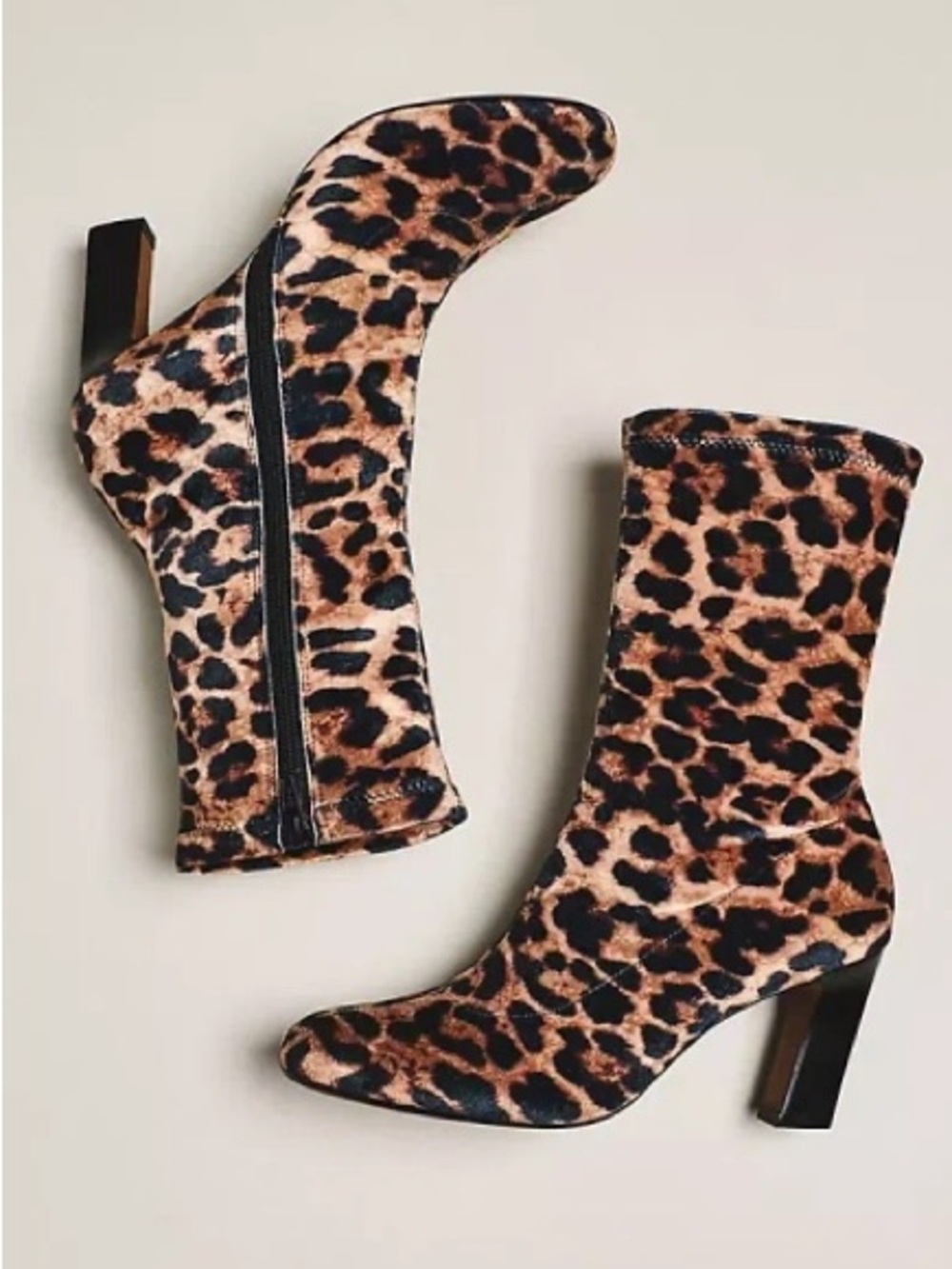 Maeve Leopard Print Stretch Ankle Boots